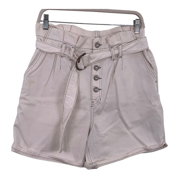 Free People Cindy White/Oatmeal Paperbag Utility Boho Shorts Sz 8‎ - Picture 5 of 5
